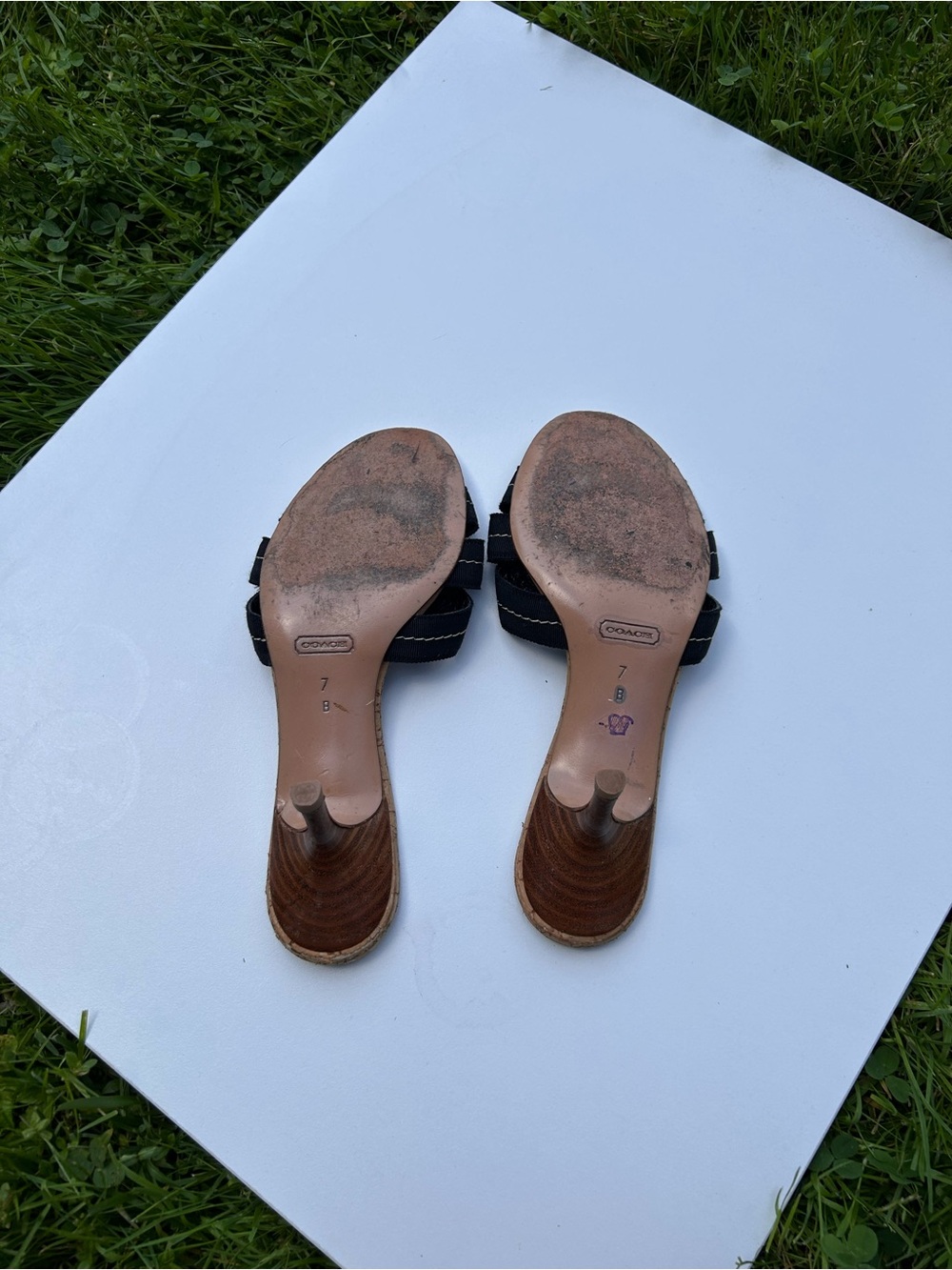 Coach Black Knot-Front Cork Slide Mules - Picture 3 of 7